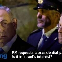 Prime Minister Benjamin Netanyahu, left, and President Isaac Herzog, right, attend a wreath-laying ceremony marking Holocaust Remembrance Day in the Hall of Remembrance at Yad Vashem, the World Holocaust Remembrance Center, in Jerusalem, Israel, May 6, 2024. (Amir Cohen/Pool Photo via AP)