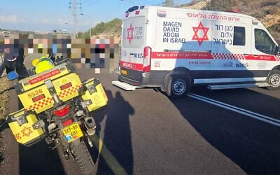 The scene of a stabbing attack near the West Bank settlement of Ateret, December 2, 2025 (Magen David Adom)