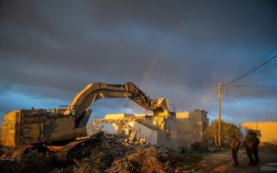 IDF troops demolish the home of a Palestinian terrorist in the West Bank village of Bazariya, December 24, 2025. (Israel Defense Forces) IDF troops demolish the home of a Palestinian terrorist in the West Bank village of Bazariya, December 24, 2025. (Israel Defense Forces)