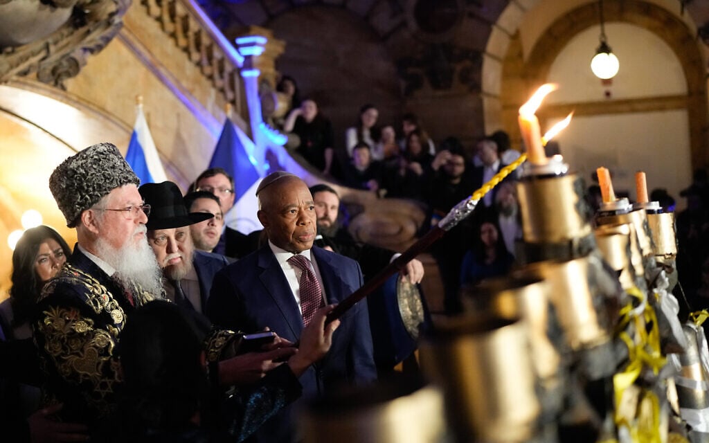 New York City Mayor Eric Adams hosts a Hanukkah Celebration and menorah lighting at the New York County Surrogate’s Courthouse in Manhattan, December 15, 2025. (Michael Appleton/Mayoral Photography Office) New York City Mayor Eric Adams hosts a Hanukkah Celebration and menorah lighting at the New York County Surrogate’s Courthouse in Manhattan, December 15, 2025. (Michael Appleton/Mayoral Photography Office)