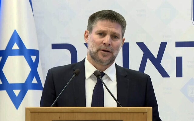 Finance Minister Bezalel Smotrich gives a press conference on the state budget, December 4, 2025. (Screenshot from X)