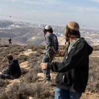 Illustrative: Israeli security forces clash with Hilltop Youth as they evacuate and demolish an illegal outpost built near the Jewish settlement of Metzad, east of the Palestinian city of Sa'ir in the southern West Bank on November 17, 2025. (Menahem Kahana/AFP)