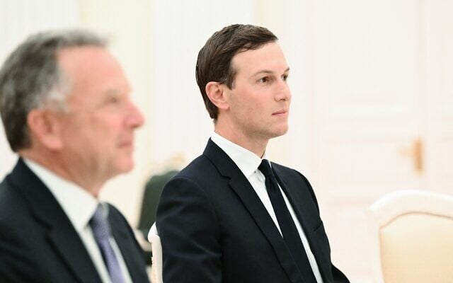 US President Donald Trump's son-in-law Jared Kushner, right, and US special envoy Steve Witkoff attend a meeting with Russian President Vladimir Putin (not in picture) at the Kremlin in Moscow, Russia, December 2, 2025. (Kristina Kormilitsyna / POOL via Sputnik / AFP) US President Donald Trump's son-in-law Jared Kushner, right, and US special envoy Steve Witkoff attend a meeting with Russian President Vladimir Putin (not in picture) at the Kremlin in Moscow, Russia, December 2, 2025. (Kristina Kormilitsyna / POOL via Sputnik / AFP)