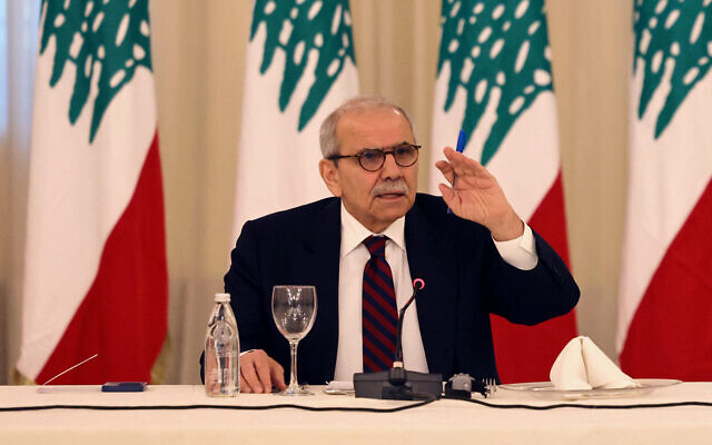 Lebanon's Prime Minister Nawaf Salam gestures as he speaks during a meeting with a United Nations Security Council delegation at the Government Palace in Beirut, Lebanon, on December 5, 2025. (Anwar AMRO / AFP) Lebanon's Prime Minister Nawaf Salam gestures as he speaks during a meeting with a United Nations Security Council delegation at the Government Palace in Beirut, Lebanon, on December 5, 2025. (Anwar AMRO / AFP)