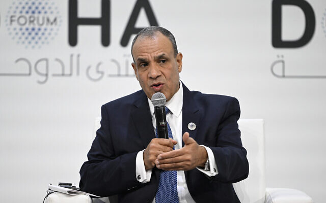 Egypt's Foreign Minister Badr Abdelatty speaks during the opening day of the Doha Forum, an annual diplomatic conference, in Doha on December 6, 2025. (Photo by Mahmud HAMS / AFP) Egypt's Foreign Minister Badr Abdelatty speaks during the opening day of the Doha Forum, an annual diplomatic conference, in Doha on December 6, 2025. (Photo by Mahmud HAMS / AFP)