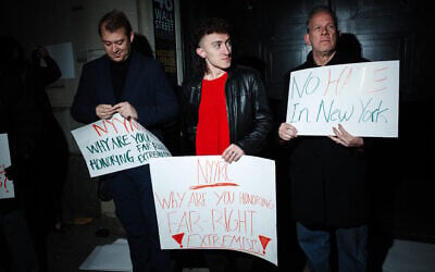 Protestors stand outside the New York Young Republican Club's 113th Annual Gala at Cipriani Wall Street on December 13, 2025, in New York City.   (Adam Gray / GETTY IMAGES NORTH AMERICA / Getty Images via AFP)