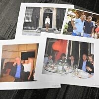 This photo illustration taken in Washington, DC, on December 19, 2025, shows photographs, including of former US president Bill Clinton, Rolling Stones frontman Mick Jagger, Virgin Group chairman Richard Branson and Ghislaine Maxwell, after the US Justice Department began releasing the long-awaited records from the investigation into the politically explosive case of convicted sex offender Jeffrey Epstein. (Mandel NGAN / AFP)