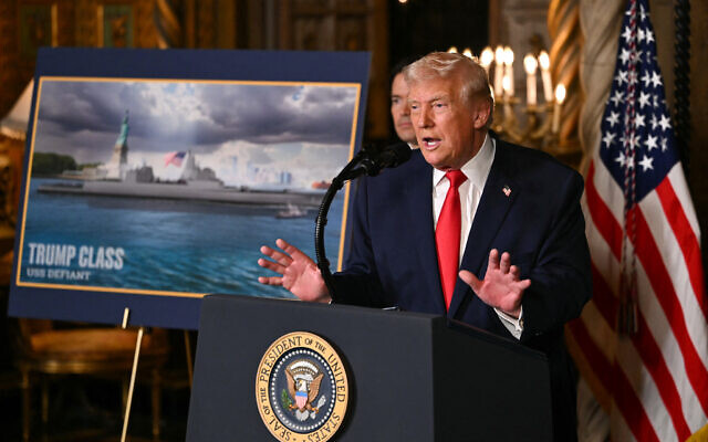 US President Donald Trump speaks after announcing the US Navy's new Golden Fleet initiative, unveiling a new class of warships, at Mar-a-Lago in Palm Beach, Florida, on December 22, 2025. (ANDREW CABALLERO-REYNOLDS / AFP) US President Donald Trump speaks after announcing the US Navy's new Golden Fleet initiative, unveiling a new class of warships, at Mar-a-Lago in Palm Beach, Florida, on December 22, 2025. (ANDREW CABALLERO-REYNOLDS / AFP)
