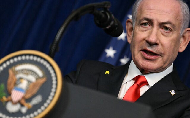 Prime Minister Benjamin Netanyahu speaks during a joint press conference with US President Donald Trump at Mar-a-Lago, in Palm Beach, Florida, on December 29, 2025. (Jim WATSON / AFP) Prime Minister Benjamin Netanyahu speaks during a joint press conference with US President Donald Trump at Mar-a-Lago, in Palm Beach, Florida, on December 29, 2025. (Jim WATSON / AFP)