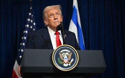 US President Donald Trump speaks during a news conference with Prime Minister Benjamin Netanyahu at Mar-a-Lago, December 29, 2025, in Palm Beach, Florida. (Jim WATSON / AFP)