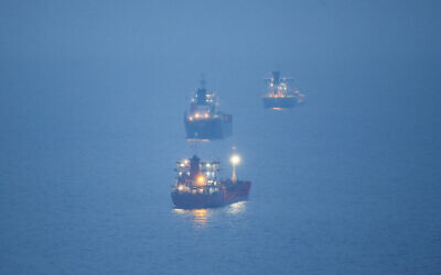 FILE: Oil tanker ships are anchored at the Black Sea near the Bosphorus strait in Istanbul, Turkey, December 15, 2022. (AP Photo/Emrah Gurel)