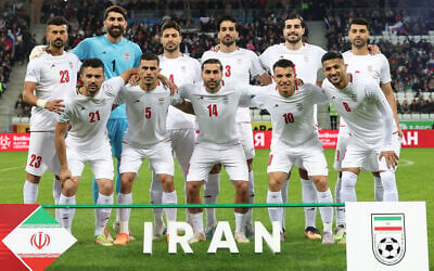 Iranian players pose for a photo ahead of a friendly soccer match between Russia and Iran at Volgograd Arena in Volgograd, Russia, October 10, 2025. (AP)