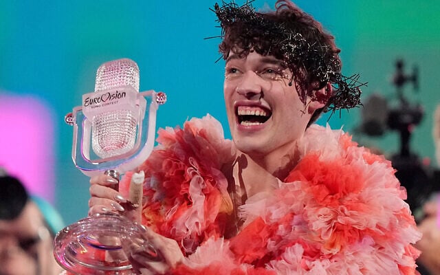 Nemo of Switzerland, celebrates after winning the Grand Final of the Eurovision Song Contest in Malmo, Sweden, on May 12, 2024. (Martin Meissner/AP) Nemo of Switzerland, celebrates after winning the Grand Final of the Eurovision Song Contest in Malmo, Sweden, on May 12, 2024. (Martin Meissner/AP)