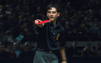 This image released by A24 shows Timothée Chalamet in a scene from 'Marty Supreme.' (A24 via AP)