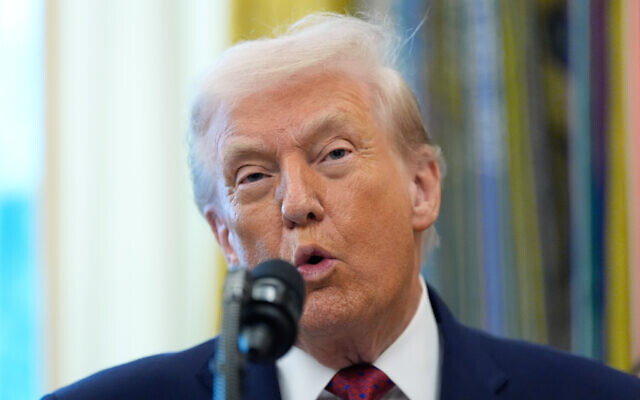 US President Donald Trump speaks during a Mexican Border Defense Medal presentation in the Oval Office of the White House, December 15, 2025, in Washington, DC. (AP/Alex Brandon) US President Donald Trump speaks during a Mexican Border Defense Medal presentation in the Oval Office of the White House, December 15, 2025, in Washington, DC. (AP/Alex Brandon)