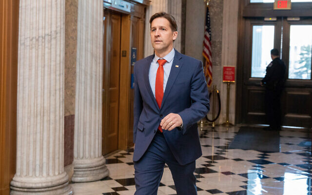 Then-US Senator Ben Sasse, Republican of Nebraska, walks the halls of the Capitol in Washington, January 19, 2022. (AP/Amanda Andrade-Rhoades, File) Then-US Senator Ben Sasse, Republican of Nebraska, walks the halls of the Capitol in Washington, January 19, 2022. (AP/Amanda Andrade-Rhoades, File)
