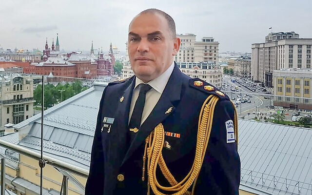 Then-Israel's defense attaché to Russia, Col. German Giltman, on February 26, 2020. (Israel Defense Forces) Then-Israel's defense attaché to Russia, Col. German Giltman, on February 26, 2020. (Israel Defense Forces)