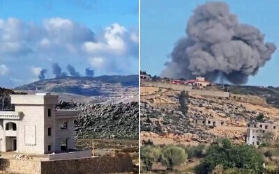 Smoke billows in southern Lebanon following an Israeli airstrike, December 12, 2025. (Social media, used in accordance with Clause 27a of the Copyright Law)
