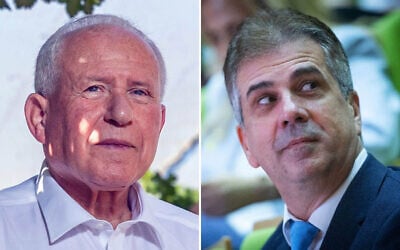 Left to right: Agriculture Minister Avi Dichter, July 22, 2025. (Yossi Aloni/FLASH90); Energy Minister Eli Cohen attends the conference for Sovereignty in Judea and Samaria at the Knesset, July 21, 2025. (Yonatan Sindel/Flash90)