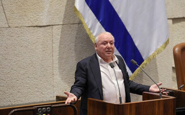 Regional Cooperation Minister Dudi Amsalem addresses the Knesset, December 17, 2025. (Dani Shem-Tov/ Office of the Knesset Spokesperson)