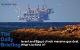 A view of the platform of the Leviathan natural gas field in the Mediterranean Sea is pictured from the Israeli northern coastal beach of Nasholim, on August 29, 2022. (JACK GUEZ / AFP)