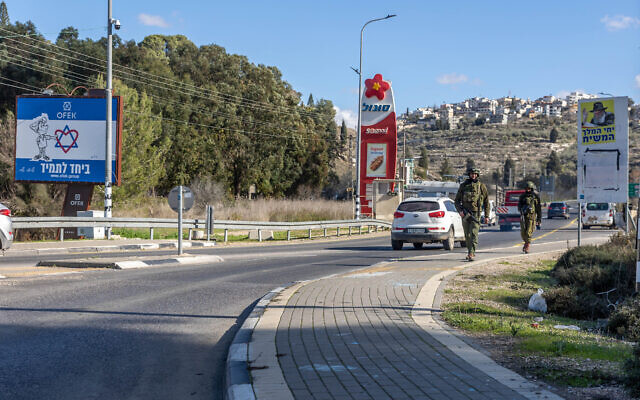 A gas station at the entrance to the Israeli West Bank settlement of Kedumim. December 29, 2024. (Yossi Aloni/Flash90) A gas station at the entrance to the Israeli West Bank settlement of Kedumim. December 29, 2024. (Yossi Aloni/Flash90)