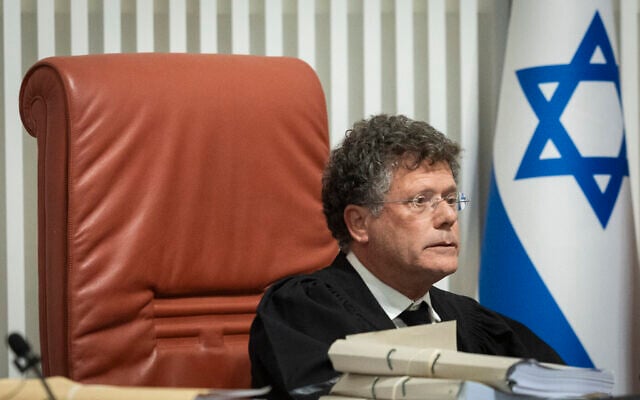 Supreme Court President Isaac Amit at the Supreme Court in Jerusalem, December 1, 2025. (Chaim Goldberg/ Flash90)
