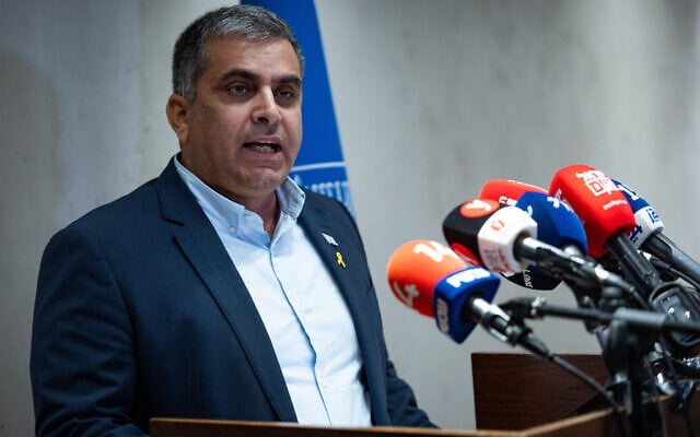 Immigration and Absorption Minister Ofir Sofer holds a press conference at the Knesset in Jerusalem, December 1, 2025. (Yonatan Sindel/Flash90)