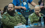 Brig. Gen. Shay Tayeb, head of the IDF Personnel Directorate's Planning and Personnel Management Division (right), speaks at a Knesset Foreign Affairs and Defense Committee meeting, December 2, 2025. (Yonatan Sindel/Flash90)