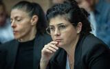 Deputy Foreign Minister MK Sharren Haskel attends a Foreign Affairs and Defense Committee meeting at the Knesset in Jerusalem, December 2, 2025. (Yonatan Sindel/Flash90)