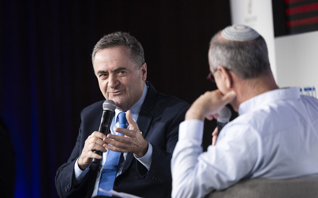 Defense Minister Israel Katz speaks at a conference of the Makor Rishon newspaper in Jerusalem, December 25, 2025. (Chaim Goldberg/Flash90) Defense Minister Israel Katz speaks at a conference of the Makor Rishon newspaper in Jerusalem, December 25, 2025. (Chaim Goldberg/Flash90)