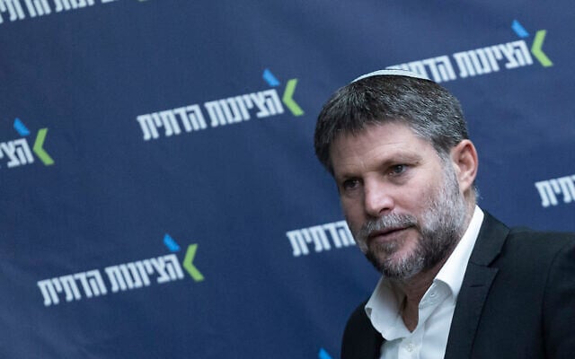 Finance Minister Bezalel Smotrich speaks ahead of a Religious Zionism faction meeting at the Knesset in Jerusalem, December 29, 2025. (Yonatan Sindel/Flash90) Finance Minister Bezalel Smotrich speaks ahead of a Religious Zionism faction meeting at the Knesset in Jerusalem, December 29, 2025. (Yonatan Sindel/Flash90)