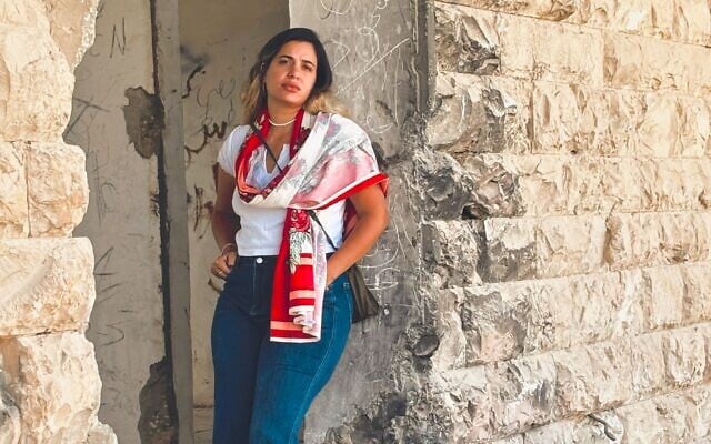 Naama Kazes, of the West Bank settlement of Leshem, poses near her home in 2025. (Courtesy)
