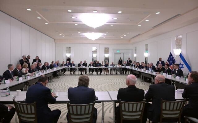 Prime Minister Benjamin Netanyahu meets with Evangelical community leaders in Florida on December 31, 2025. (Amos Ben Gershom/GPO)