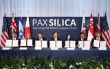 Officials representing Israel, the United States, Japan, South Korea, Singapore, the Netherlands, the United Kingdom, the United Arab Emirates, and Australia at the Pax Silica conference in Washington, DC, December 13, 2025. (Prime Minister's Office)