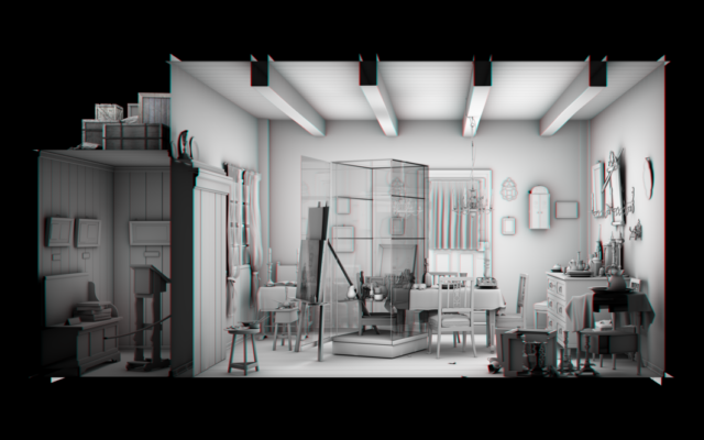 Maya Zack's 'The Shabbat Room,' from "HaMivne," a pop-up exhibit on display through December 29, 2025. (Udi Golan) Maya Zack's 'The Shabbat Room,' from "HaMivne," a pop-up exhibit on display through December 29, 2025. (Udi Golan)