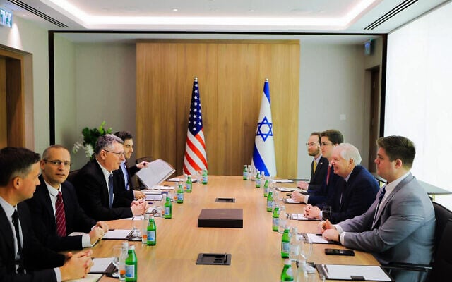Foreign Minister Gideon Sa’ar and his team, left, meet US Senator Lindsey Graham and his team in Tel Aviv, December 21, 2025. (Gideon Sa’ar/X) Foreign Minister Gideon Sa’ar and his team, left, meet US Senator Lindsey Graham and his team in Tel Aviv, December 21, 2025. (Gideon Sa’ar/X)