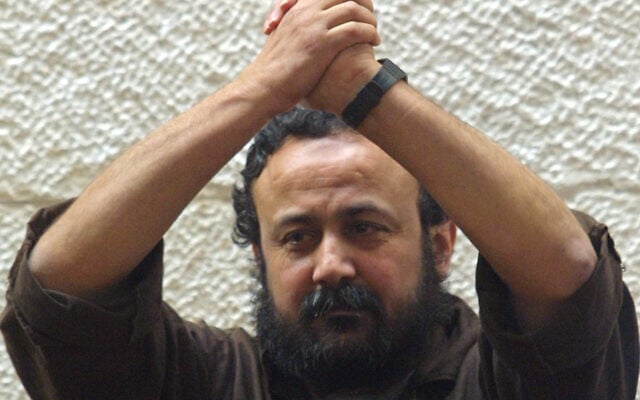 Marwan Barghouti in court, April 3, 2003 (Flash90) Marwan Barghouti in court, April 3, 2003 (Flash90)