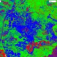A satellite image of vegetation cover developed by Israeli universities for the KKL-JNF Jewish National Fund in late 2025. (Courtesy)