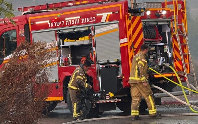 Israeli firefighters at a blaze in the West Bank settlement of Mevo Horon in November 2025 (Israel Fire and Rescue)