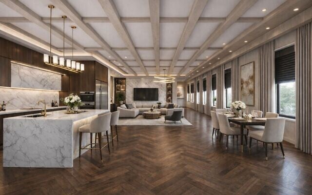 The interior of a three-story home for sale in the Talbieh neighborhood of Jerusalem. (Levi Feld Real Estate)