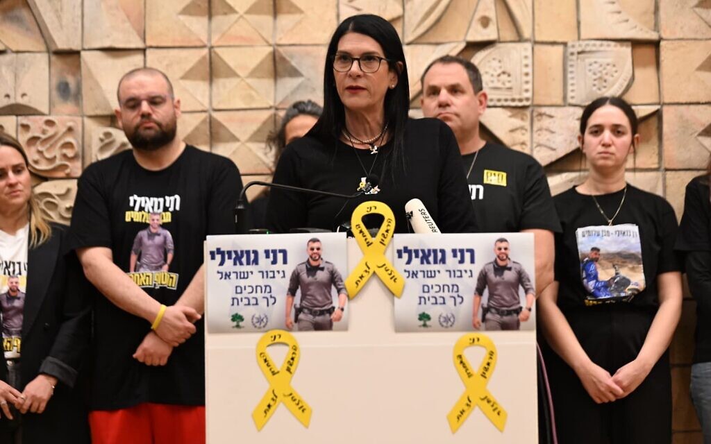 Talik Gvili, mother of deceased hostage Ran Gvili, speaks on December 24, 2025. (Paulina Patimer/Hostages Forum) Talik Gvili, mother of deceased hostage Ran Gvili, speaks on December 24, 2025. (Paulina Patimer/Hostages Forum)