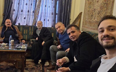 Joe Jajati, right, and Salim Hamadani, second from left, in Damascus, December 29, 2025. (Courtesy/Joe Jajati) Joe Jajati, right, and Salim Hamadani, second from left, in Damascus, December 29, 2025. (Courtesy/Joe Jajati)