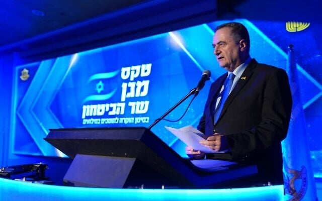 Defense Minister Israel Katz at a ceremony to award the "Defense Minister's Shield," December 30, 2025. (Defense Ministry) Defense Minister Israel Katz at a ceremony to award the "Defense Minister's Shield," December 30, 2025. (Defense Ministry)