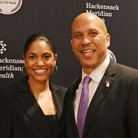 Senator Cory Booker and Alexis Lewis attend the 2025 New Jersey Hall Of Fame Induction Ceremony at American Dream on Nov. 21, 2025 in East Rutherford, New Jersey. (Bobby Bank/Getty Images via JTA)