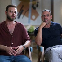 Alon Ohel (L) and Eli Sharabi (R) speak about their time in Hamas captivity, in an interview that aired December 4, 2025. (Screenshot via Channel 12)