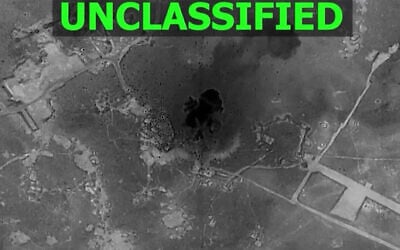 Screen grab obtained January 10, 2026, from video released by the US Central Command on their X account @CENTCOM shows images of "large-scale" strikes carried out by US and allied forces against the Islamic State jihadist group in Syria earlier in the day in response to an attack last month that left three Americans dead, the US military says. (HANDOUT / US Central Command (CENTCOM) / AFP)