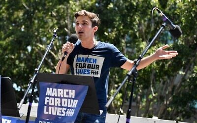Cameron Kasky speaks at a protest against gun violence on June 11, 2022, in Los Angeles, California. (Sarah Morris/Getty Images) Cameron Kasky speaks at a protest against gun violence on June 11, 2022, in Los Angeles, California. (Sarah Morris/Getty Images)