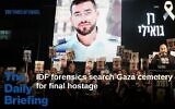 A photo of slain hostage Ran Gvili, whose remains are being held by Hamas in the Gaza Strip, is displayed during a rally calling for the return of the deceased hostages held in Gaza, in Tel Aviv, Israel, on November 29, 2025. (AP Photo/Mahmoud Illean, File)
