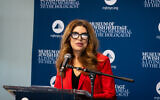 New York City Councilmember Julie Menin speaks at the Museum of Jewish Heritage, in Manhattan, January 27, 2025. (Luke Tress/Times of Israel)
